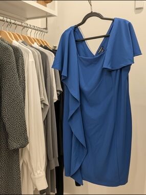 Lane Bryant Royal Blue Midi Dress with Ruffle Detail